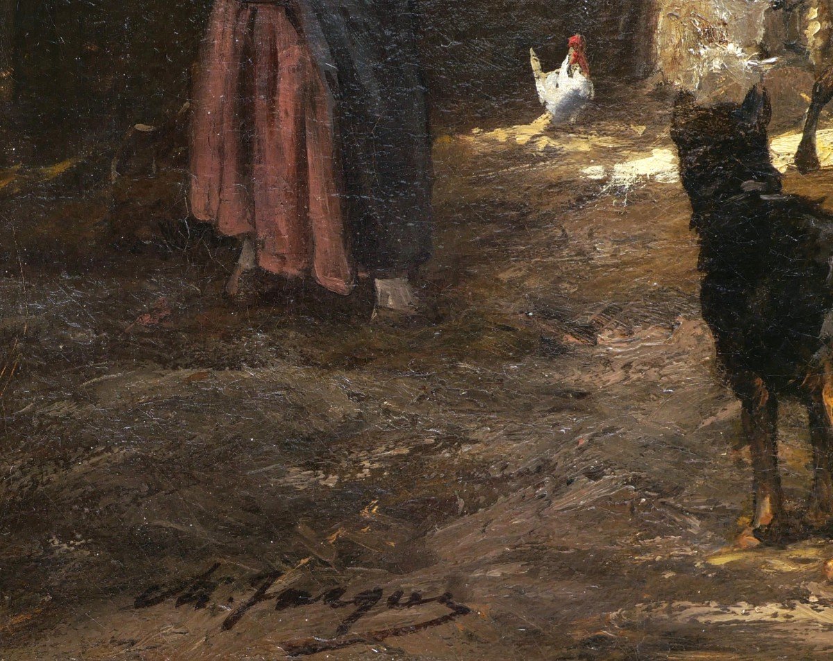 Charles émile Jacque, Peasant Woman At The Sheepfold-photo-4