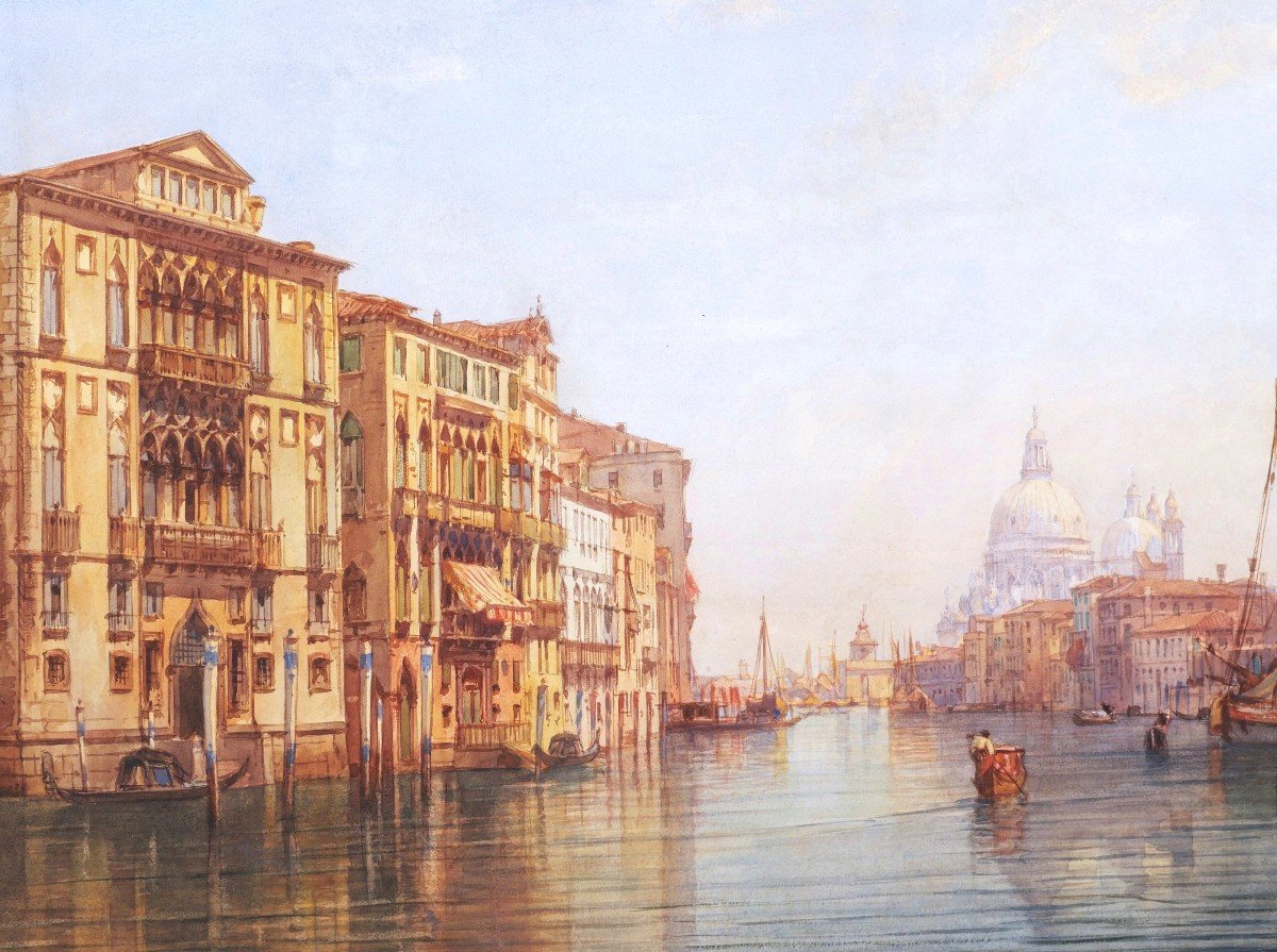 Jean Lucas, Lively View Of The Grand Canal In Venice-photo-2