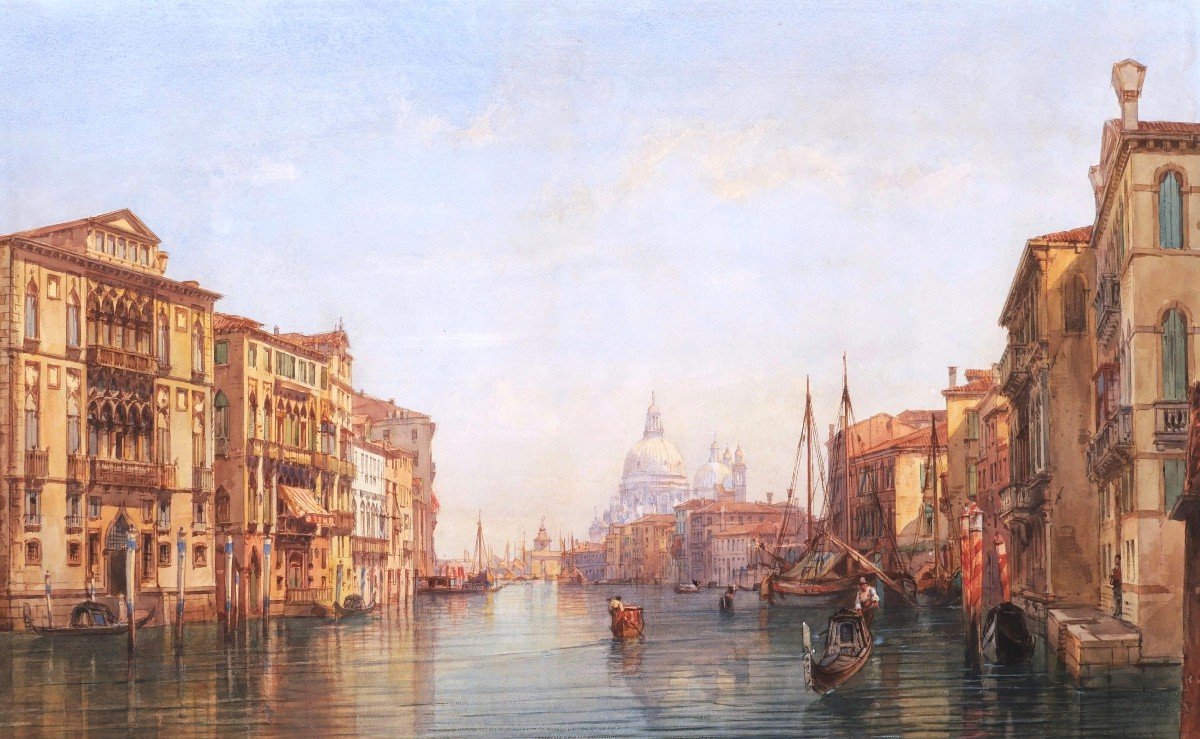 Jean Lucas, Lively View Of The Grand Canal In Venice