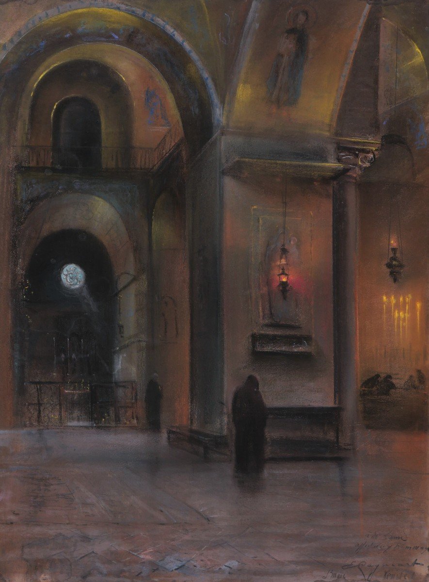 émile Cagniart, Lively Interior Of Saint Mark's Basilica In Venice