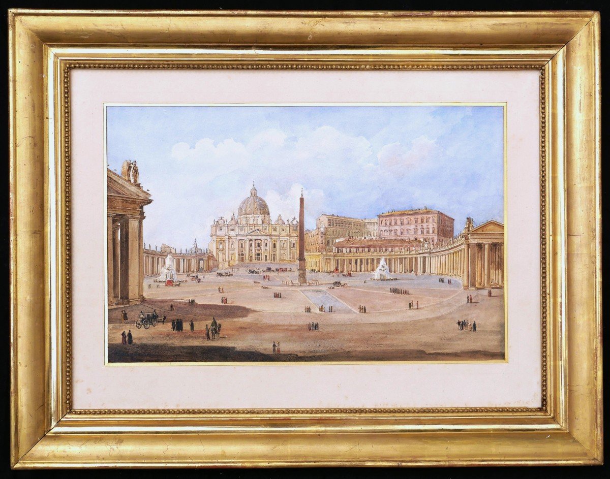 Vincenzo Giovannini, Lively View Of St. Peter's Square In Rome-photo-4