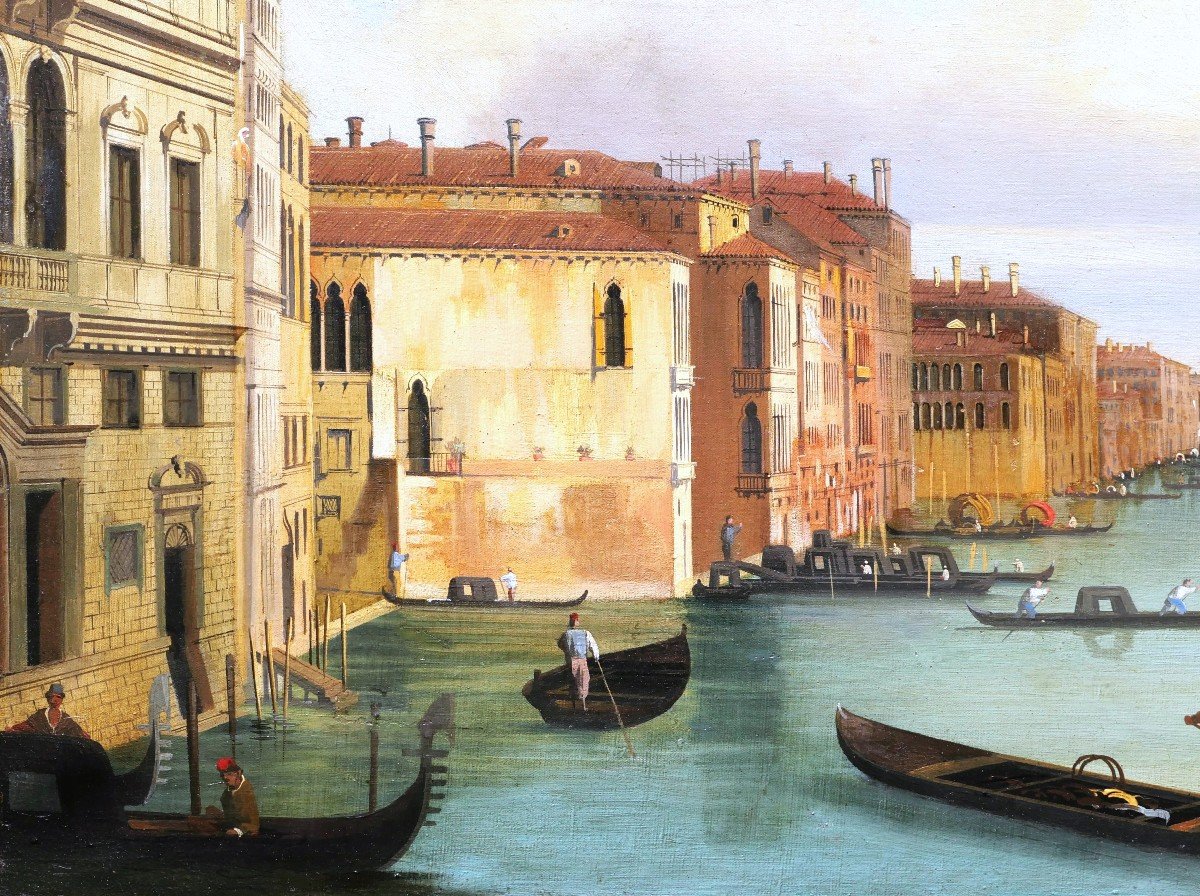 Italian School Circa 1880, After Canaletto, Lively View Of The Grand Canal-photo-2