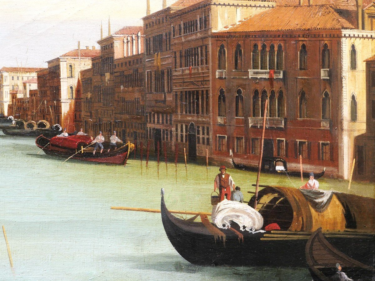 Italian School Circa 1880, After Canaletto, Lively View Of The Grand Canal-photo-4