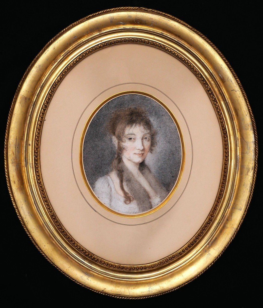 École FRANÇAISE du début du XIXème siècle, Portrait de jeune femme-photo-3