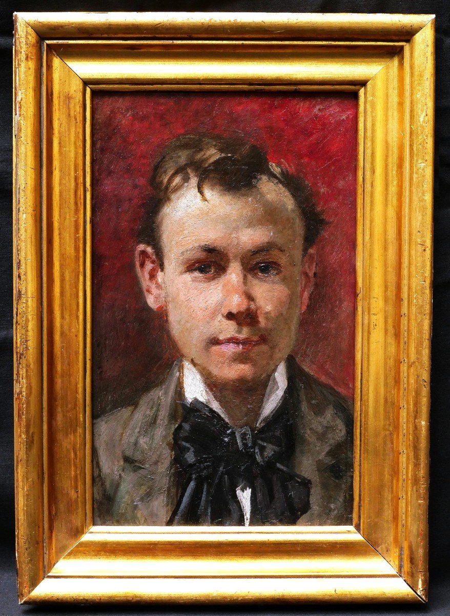 19th Century French School, Portrait Of A Young Man With A Black Bow-photo-3