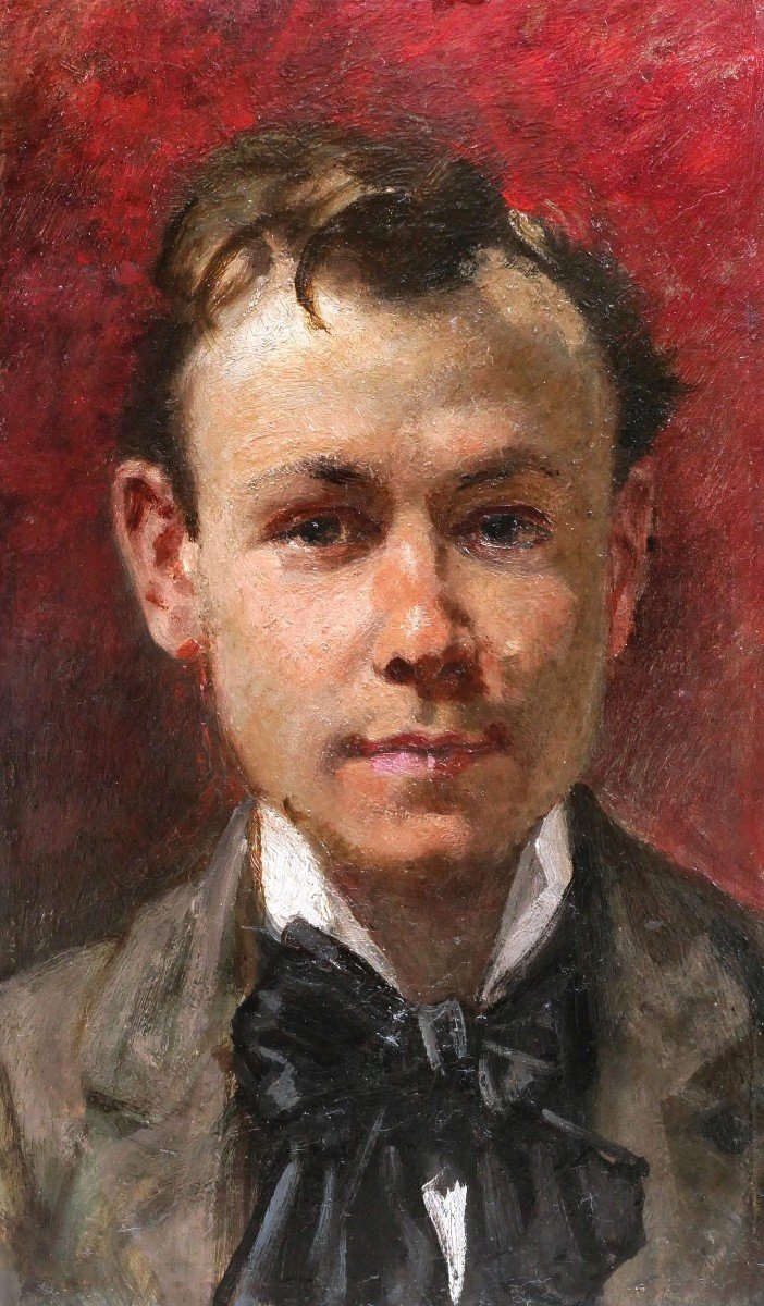 19th Century French School, Portrait Of A Young Man With A Black Bow