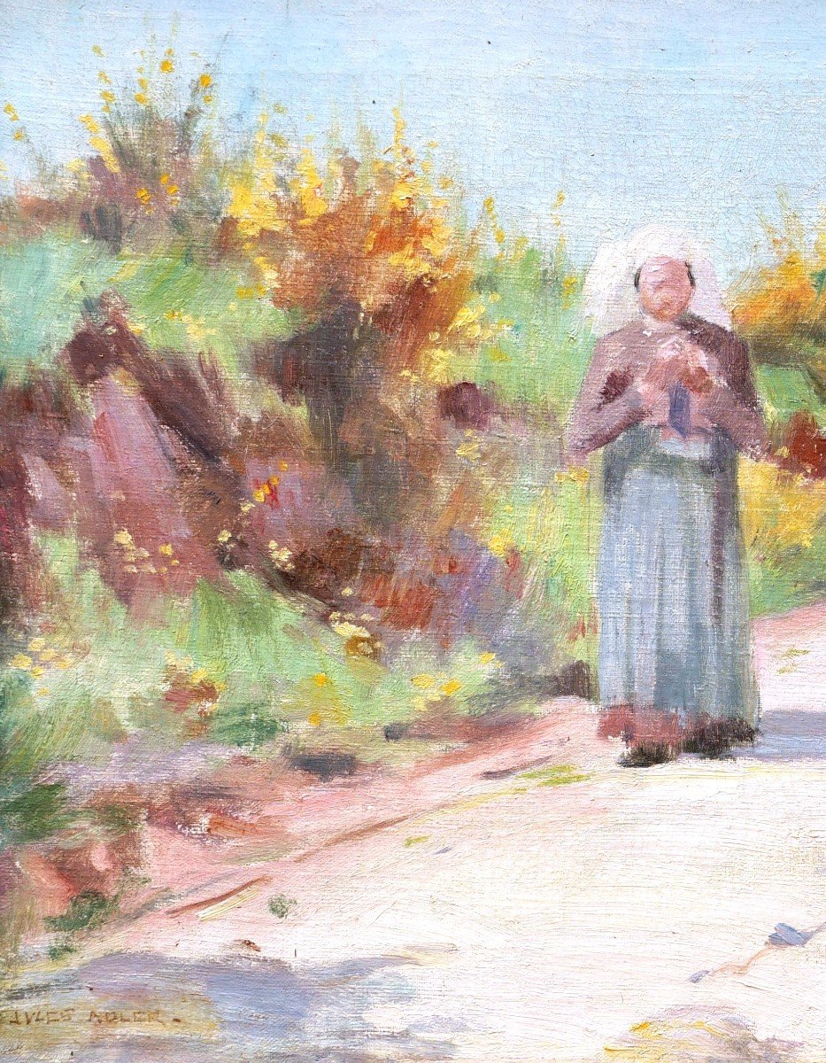 Jules Adler, Breton Woman On A Path-photo-2