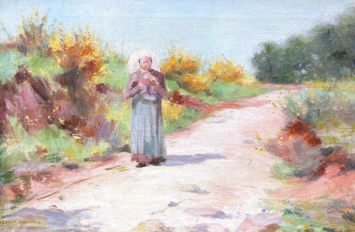 Jules Adler, Breton Woman On A Path