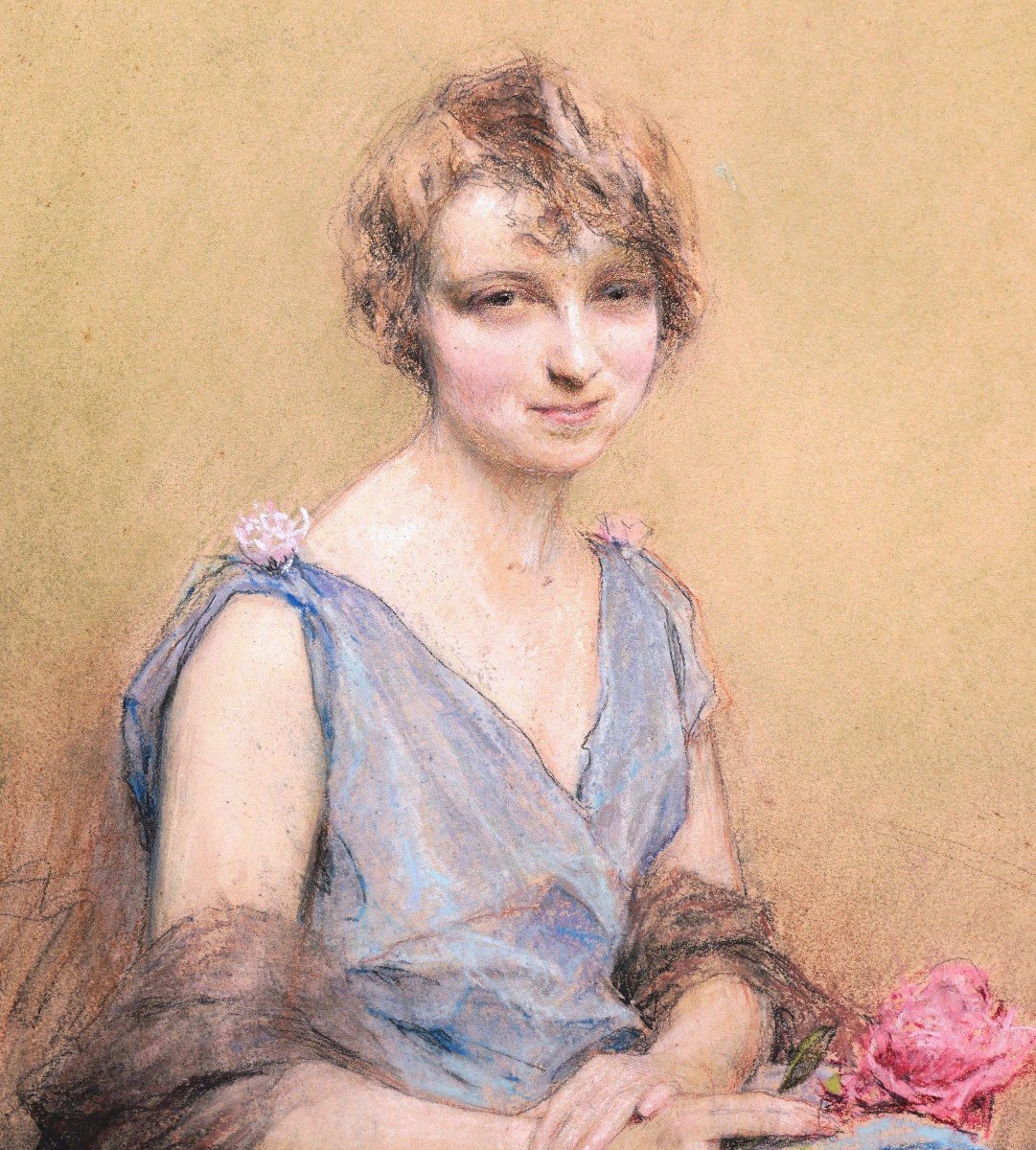 Henri Paul Royer, Young Girl With A Rose-photo-2