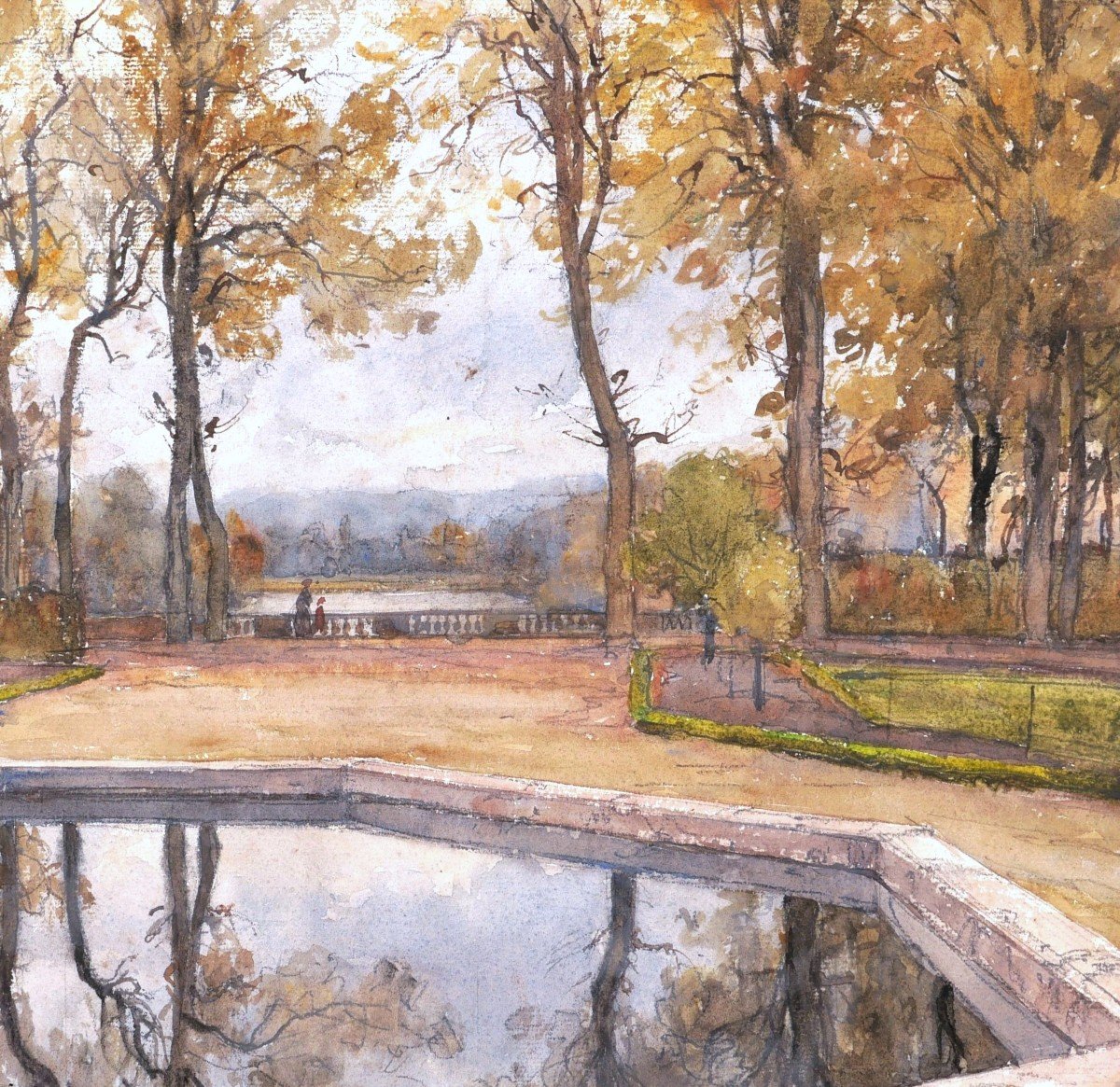 École FRANÇAISE circa 1890-1900, attribué à Henri ZUBER, Vue du Parc de Saint-Cloud