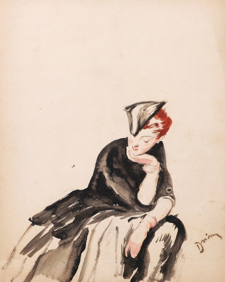 Adrien Désiré étienne, Known As Drian, Seated Woman Holding Her Face-photo-2