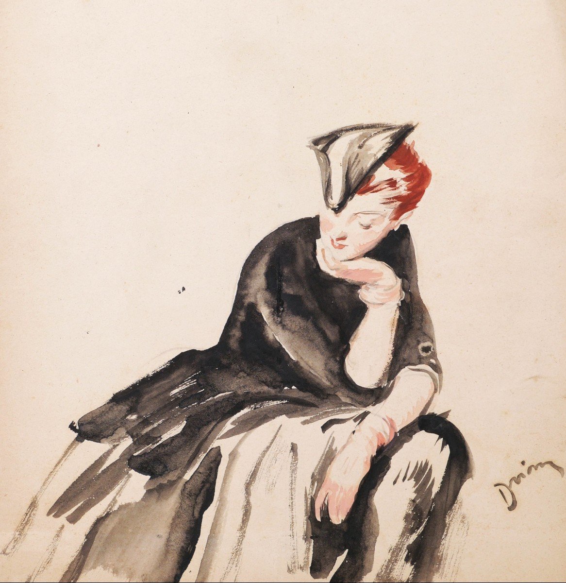 Adrien Désiré étienne, Known As Drian, Seated Woman Holding Her Face