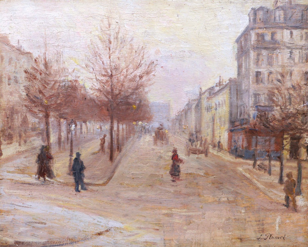 Jean-Louis PLUMET, dit Jean PLUMET, Boulevard animé à Paris, hiver