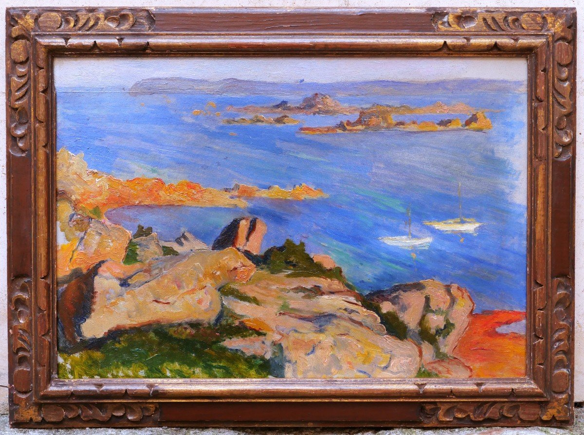 Attributed To Eugène Alfred Delâtre, Landscape At Bréhat-photo-3