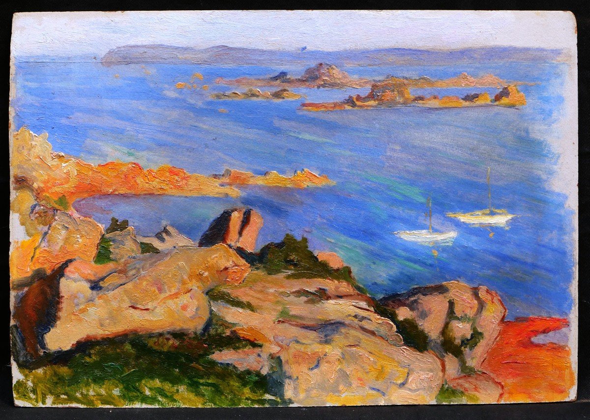 Attributed To Eugène Alfred Delâtre, Landscape At Bréhat-photo-4