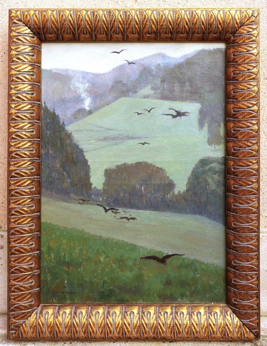 Jules Adler, Hilly Landscape With Crows, Probably In Franche-comté-photo-4