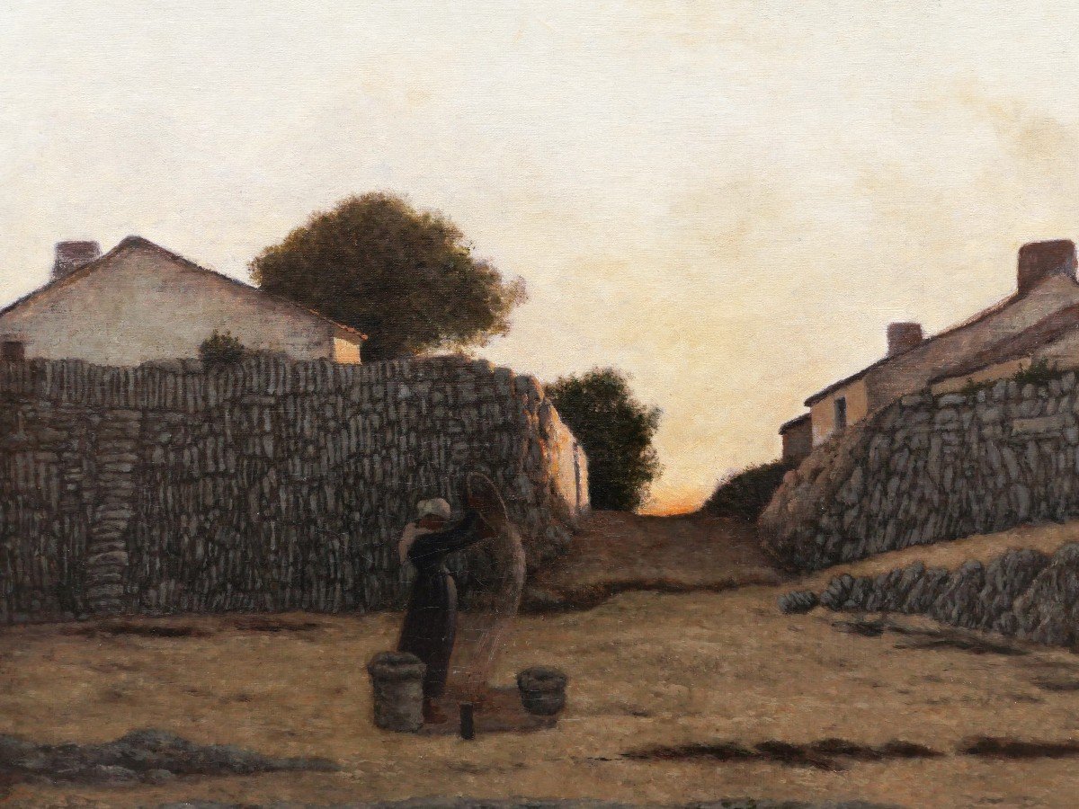 Félix Lionnet, Peasant Woman With A Sieve In A Vendée Village, Twilight-photo-2