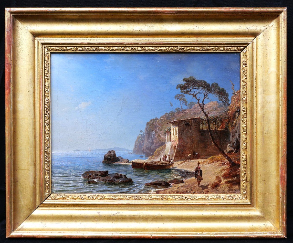 Charles Henry Stock, Lively View Of The Gulf Of La Spezia From Lerici (italy)-photo-4