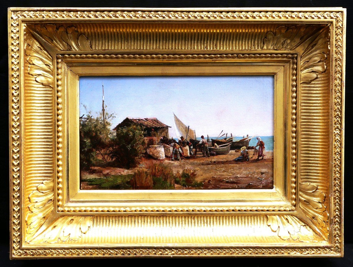 19th Century French School, Neapolitan Fishermen On The Shore-photo-3