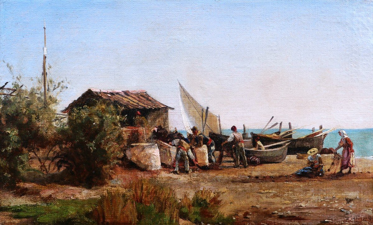 19th Century French School, Neapolitan Fishermen On The Shore