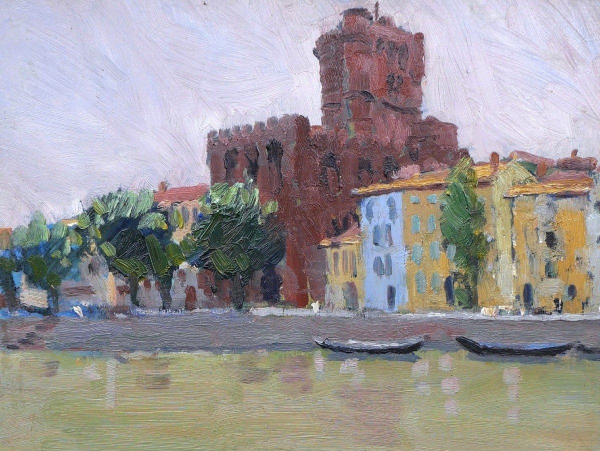 Marcelle LADEUIL, Vue d'Agde avec la Cathédrale Saint-Étienne-photo-2