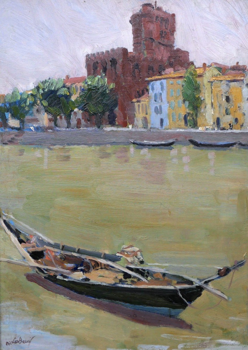 Marcelle LADEUIL, Vue d'Agde avec la Cathédrale Saint-Étienne