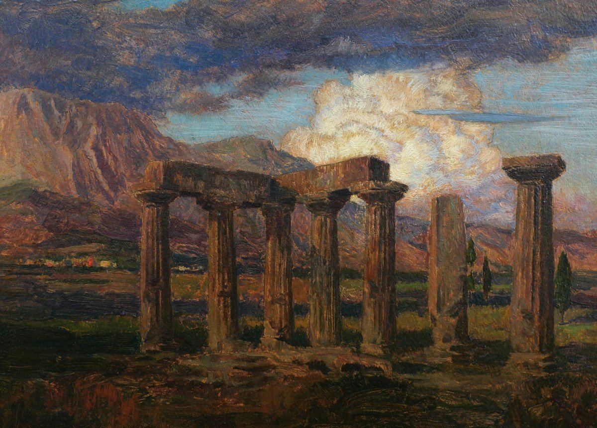 Marie Auguste émile René Ménard, The Temple Of Apollo In Corinth, Greece-photo-2