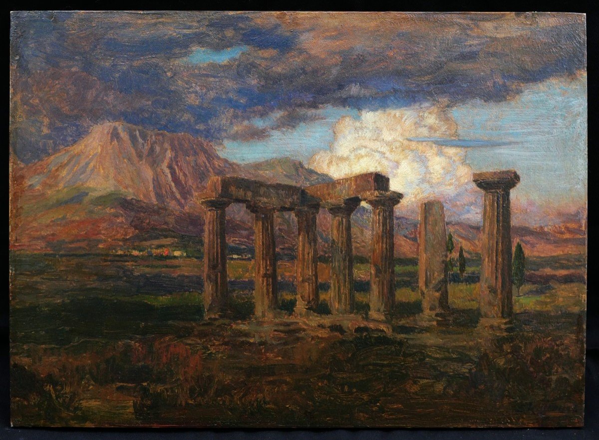 Marie Auguste émile René Ménard, The Temple Of Apollo In Corinth, Greece-photo-1