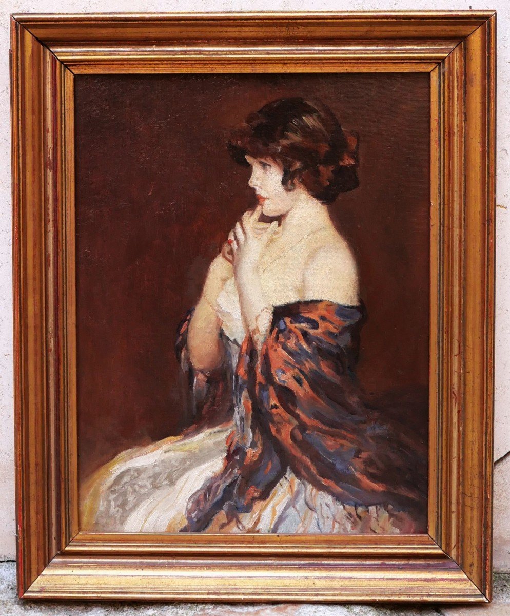 Attributed To Gabriel émile édouard Nicolet, Woman With Shawl (puzzled)-photo-3