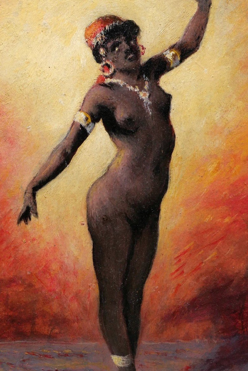 École FRANÇAISE circa 1910-1920, Danseuse noire nue-photo-2