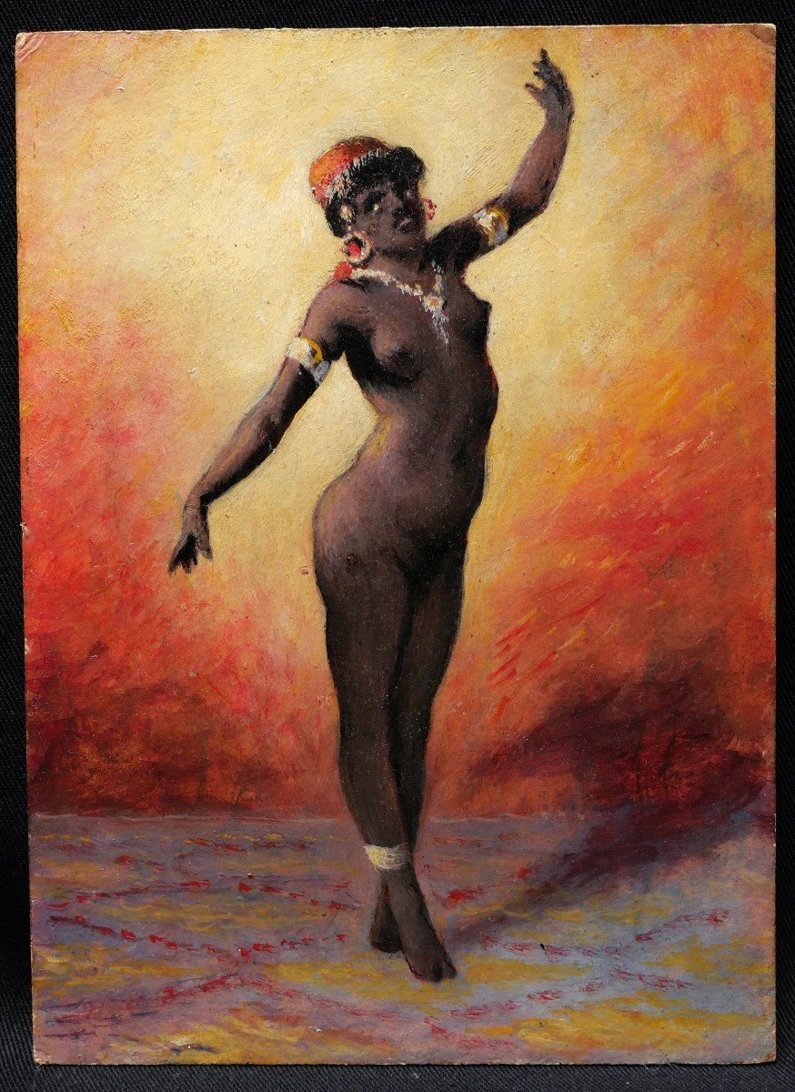 École FRANÇAISE circa 1910-1920, Danseuse noire nue-photo-4