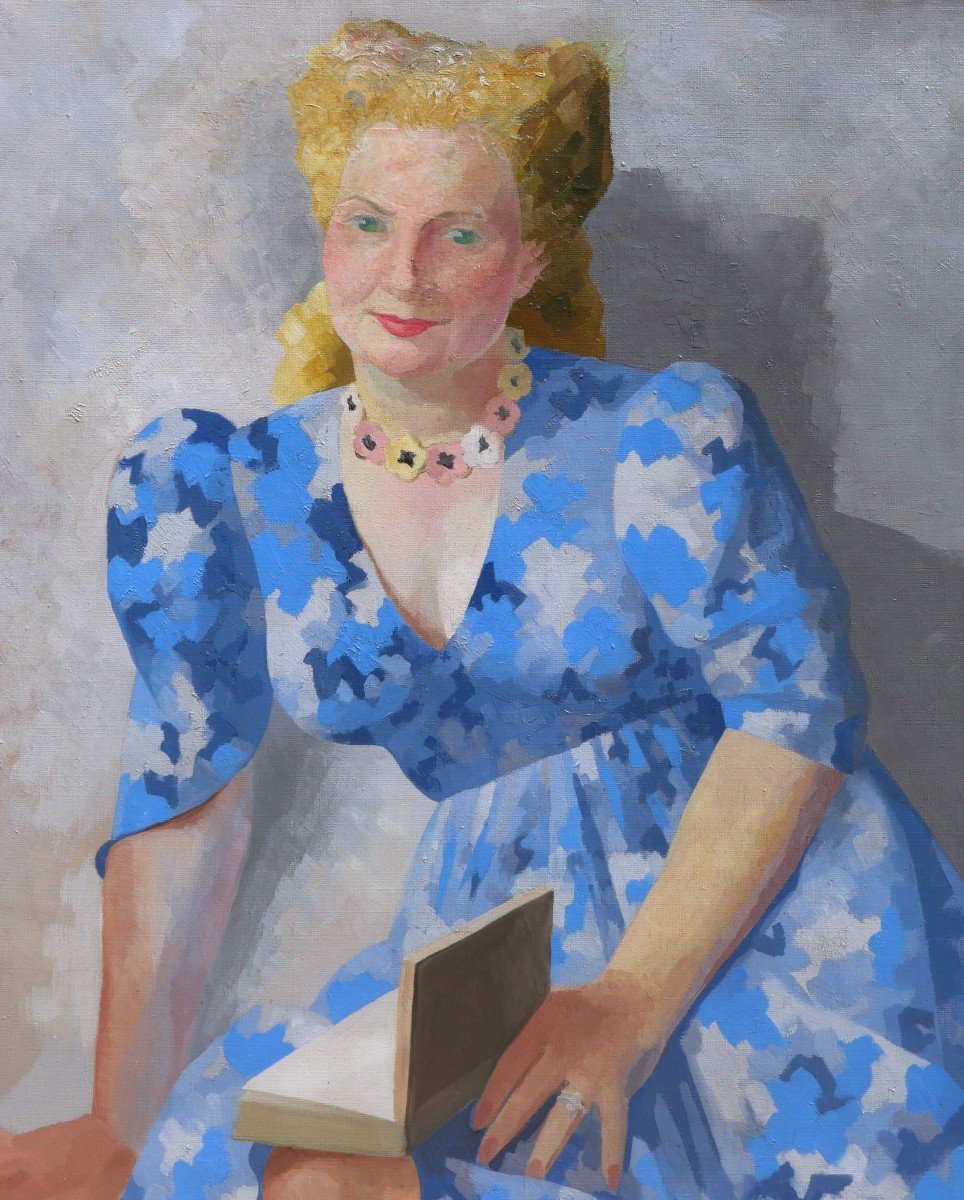 Rosamond Wormald, Known As Rosamonde Plisson-aubrey, Blonde Woman In Blue Dress-photo-2