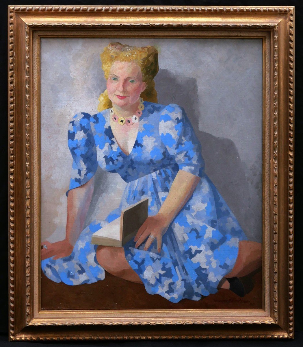 Rosamond Wormald, Known As Rosamonde Plisson-aubrey, Blonde Woman In Blue Dress-photo-4