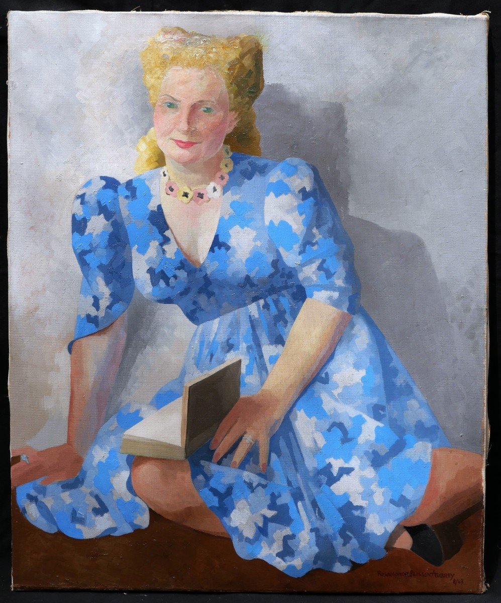 Rosamond Wormald, Known As Rosamonde Plisson-aubrey, Blonde Woman In Blue Dress-photo-1