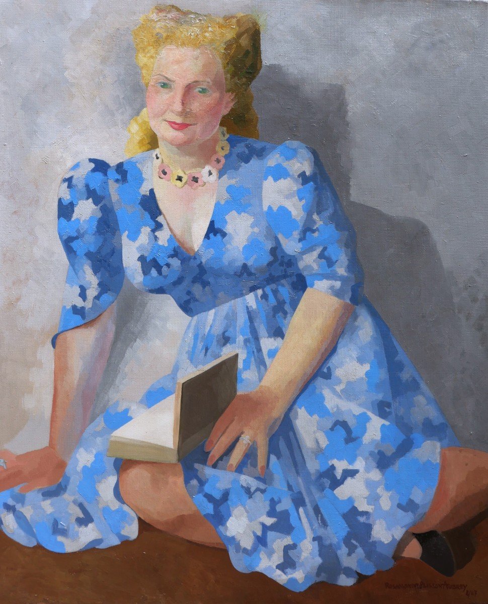 Rosamond Wormald, Known As Rosamonde Plisson-aubrey, Blonde Woman In Blue Dress