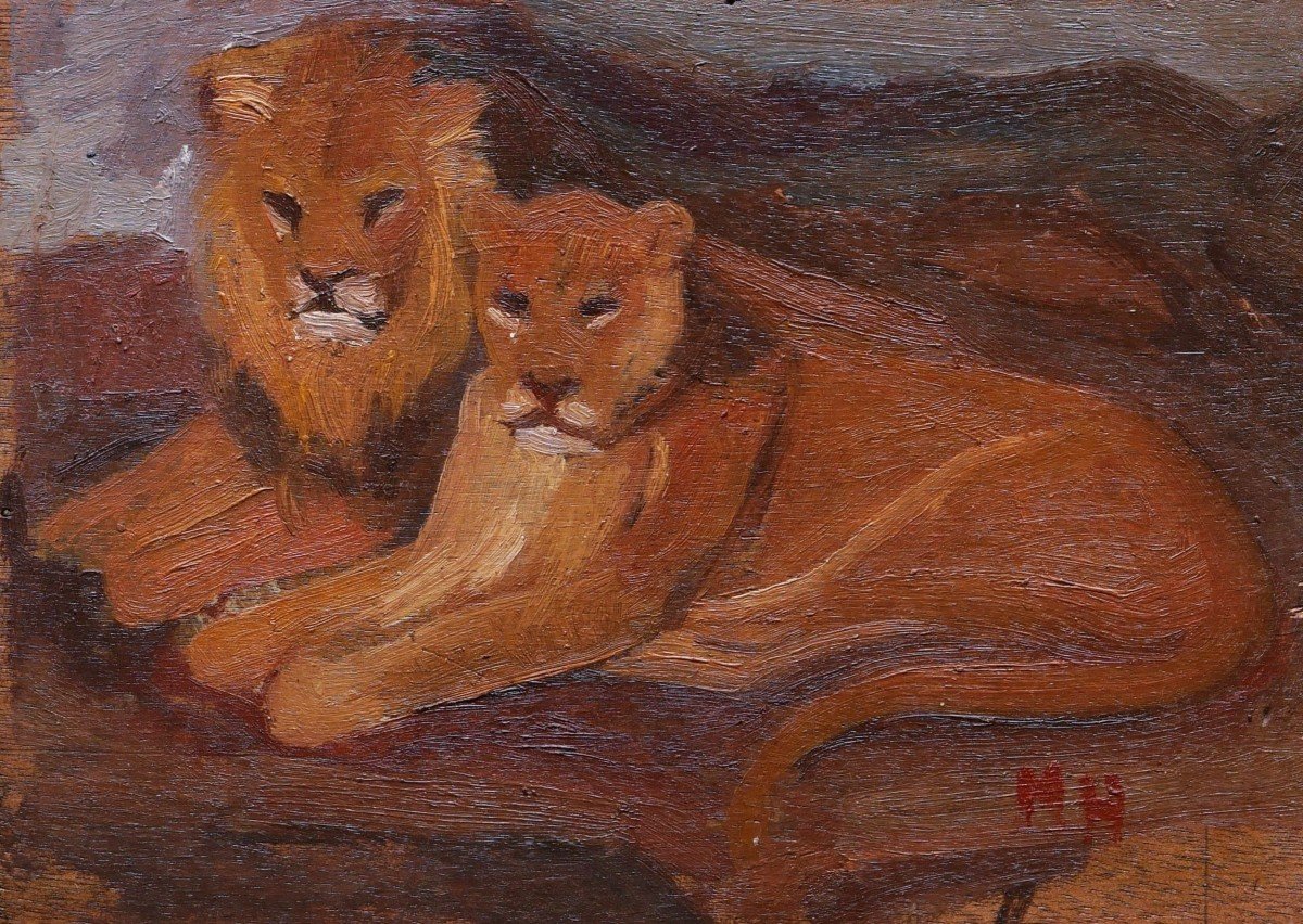 Mateo HERNÁNDEZ SÁNCHEZ, Lion et lionne couchés