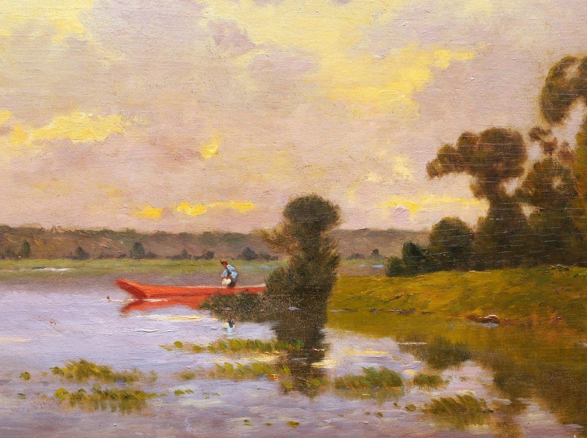 Henry Jacques Delpy, Fisherman In A Boat At Dusk-photo-2