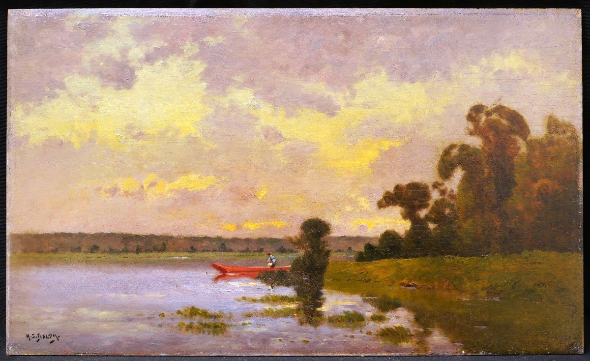 Henry Jacques Delpy, Fisherman In A Boat At Dusk-photo-4