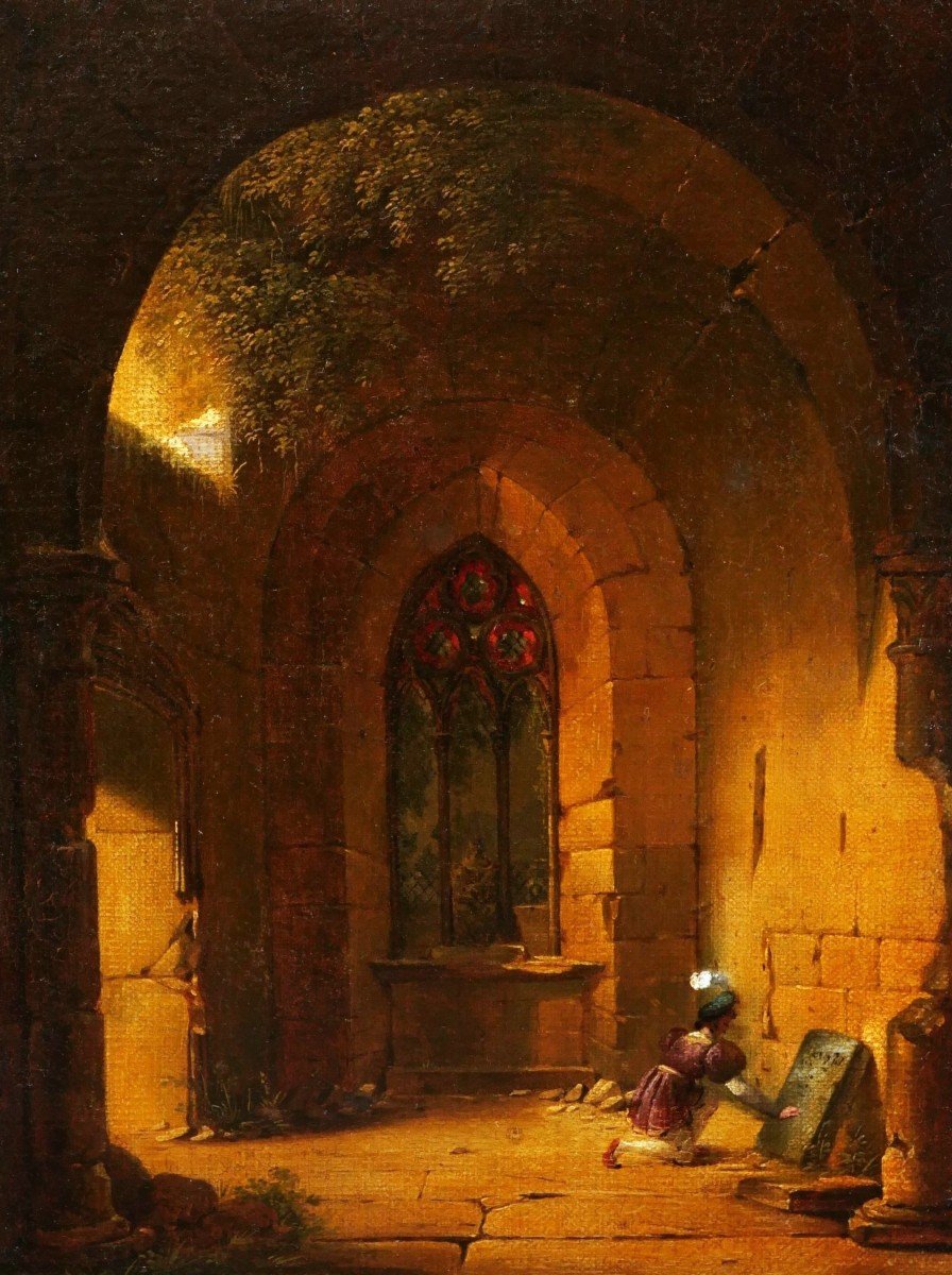 French School, First Quarter Of The 19th Century, Gentleman Kneeling In A Chapel