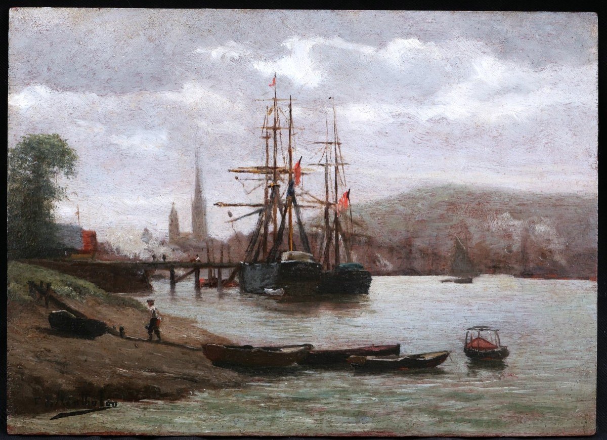 François Richard De Montholon, Vue Animée Sur La Seine à Rouen-photo-1