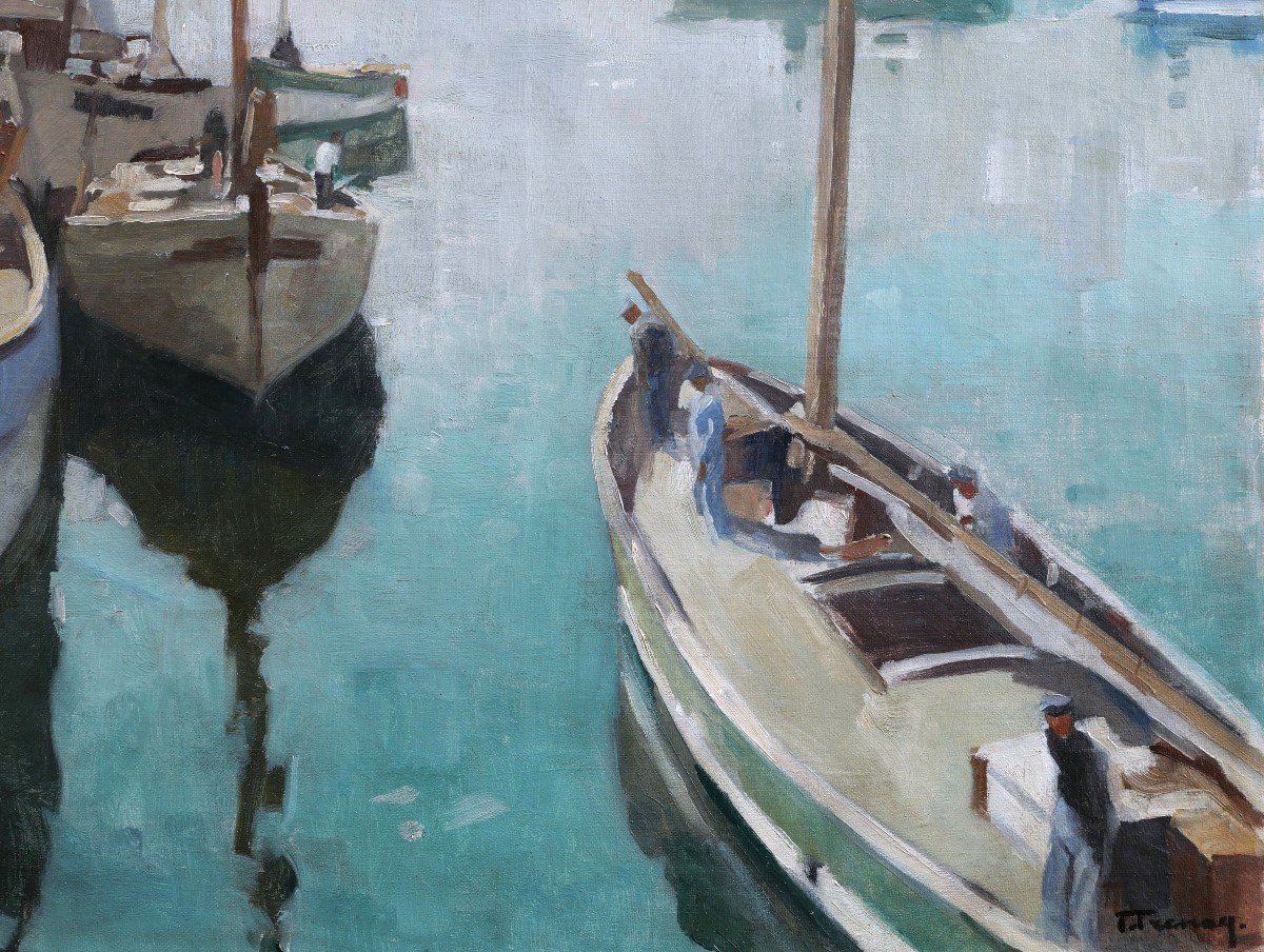 François Frenay, Boats In The Harbor Of Brest-photo-3