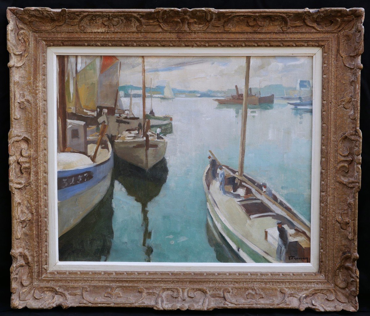 François Frenay, Boats In The Harbor Of Brest-photo-2