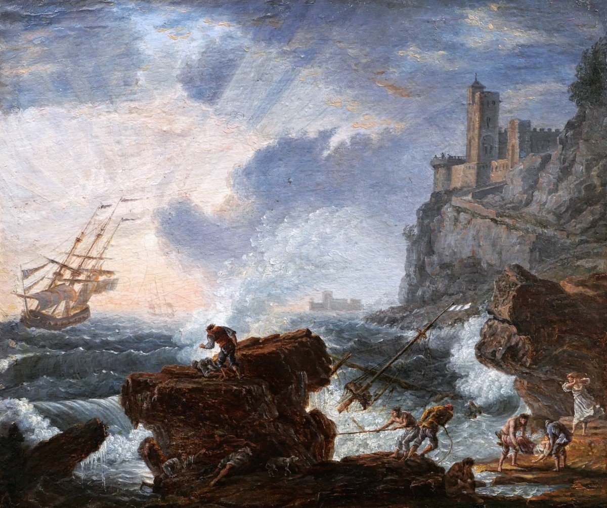 École FRANÇAISE début 19ème siècle, d'après Claude Joseph VERNET, Scène de naufrage