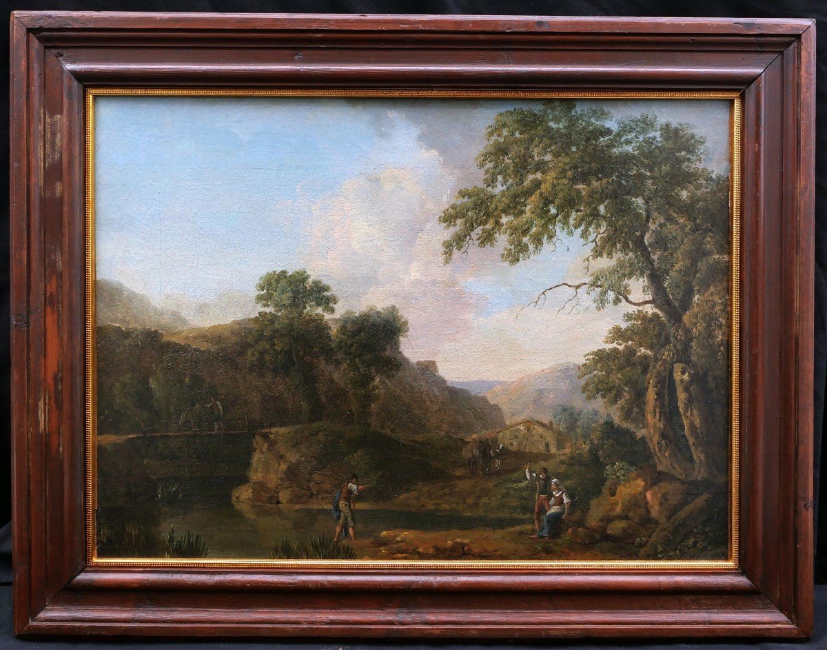 Attributed To Jean-joseph-xavier Bidault, Lively Mountain Landscape With Watercourse-photo-4