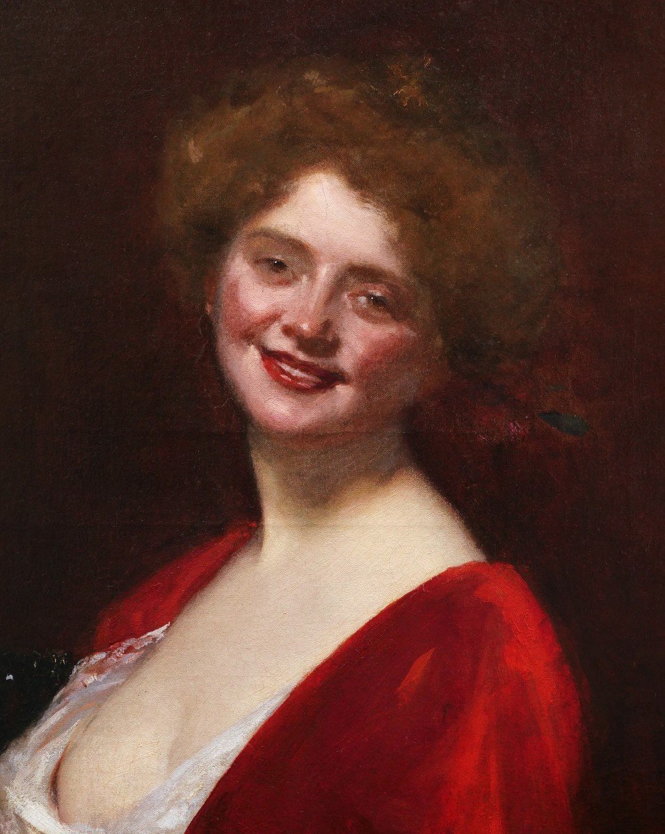 Charles émile Auguste Durand, Known As Carolus-duran, Portrait Of A Young Woman Smiling With A Low Neckline-photo-2