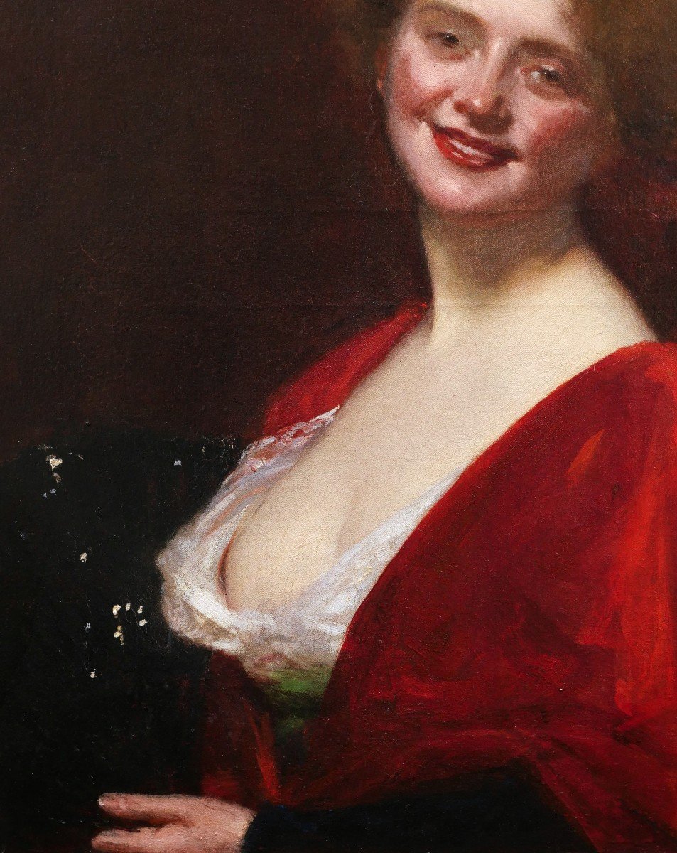 Charles émile Auguste Durand, Known As Carolus-duran, Portrait Of A Young Woman Smiling With A Low Neckline-photo-3