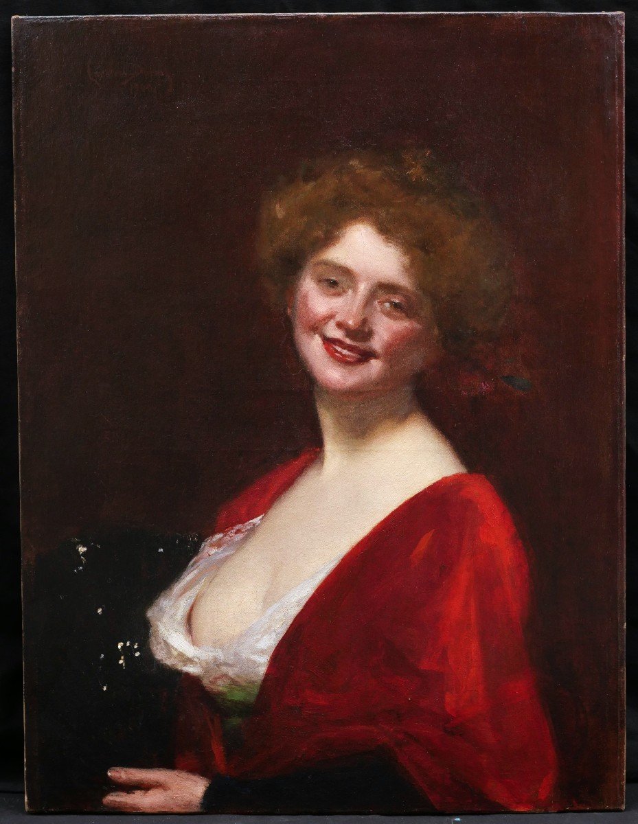 Charles émile Auguste Durand, Known As Carolus-duran, Portrait Of A Young Woman Smiling With A Low Neckline-photo-1