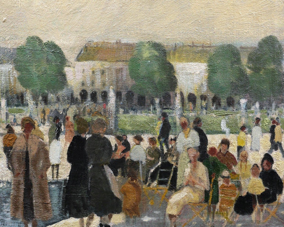 Attributed To élie Anatole Pavil, Lively Scene At The Tuileries-photo-3