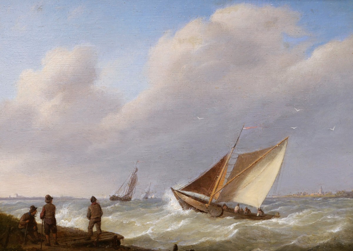 Johannes Hermanus Koekkoek, Dutch Seascape In Rough Weather