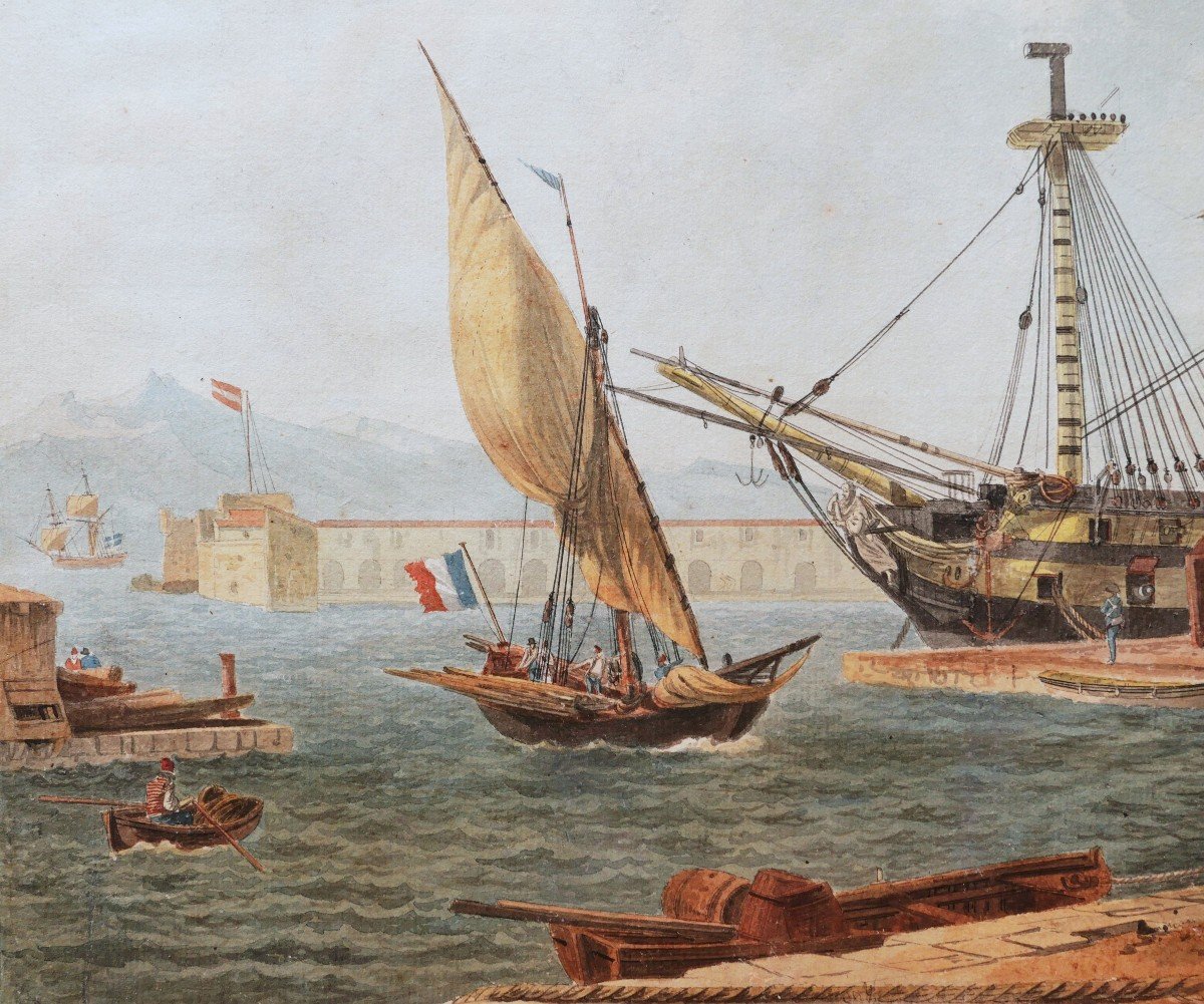 Jean-Jérôme BAUGEAN,  Vue animée du Port de Toulon-photo-2